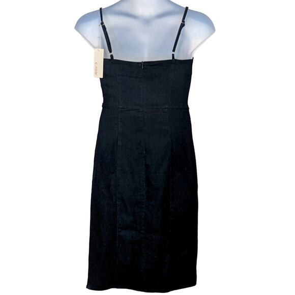 e.ssue Dark Blue Denim Body Con Knee Length Dress Size M NWT - Picture 3 of 7
